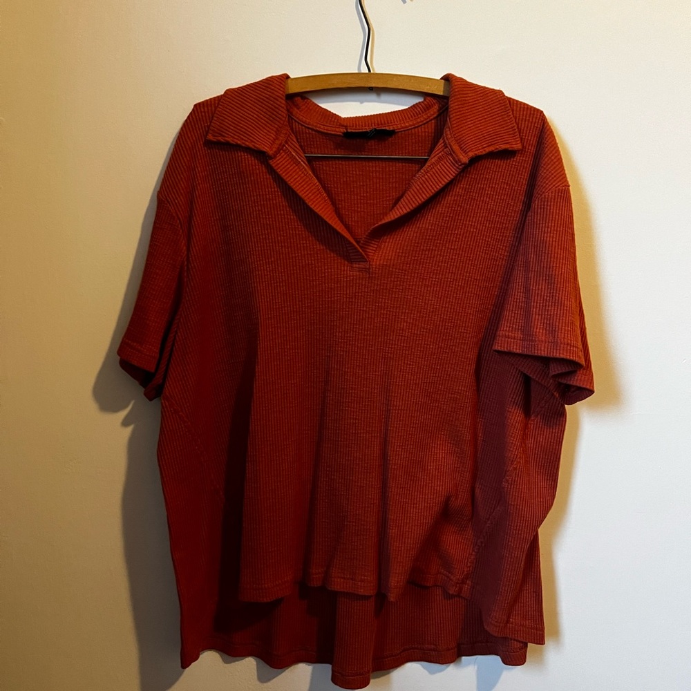 Orange collared blouse